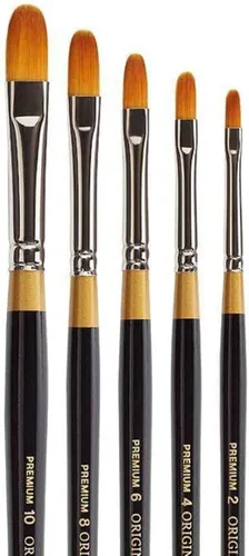 Vista 7 de KINGART Premium Original Gold 9500-2 Filbert Series - Cepillo para artista, pelo sintético Taklon dorado, mango corto, para acrílico, acuarela