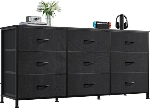 Vista 20 de WLIVE Soporte de TV para TV de 55 pulgadas, cómoda de 9 cajones para A-Rosa