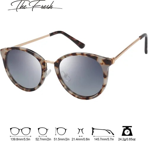 Vista 2 de The Fresh Gafas de sol polarizadas estilo redondo clásico con punta puntiaguda vintage de moda FR16124P