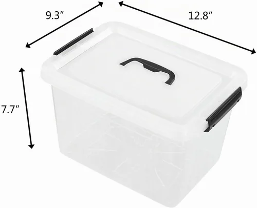 Vista 2 de Caja de almacenamiento de plástico de 12 cuartos de galón, contenedor de almacenamiento con asa, 1 paquete