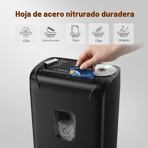 Vista 4 de Bonsaii Trituradora de papel de corte cruzado de 15 hojas para oficina en Negro