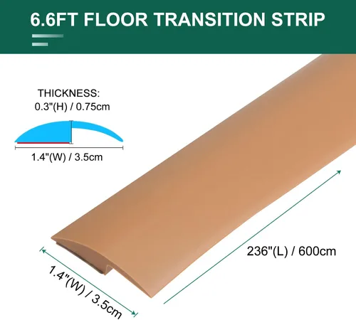 Vista 2 de uxcell Tira de borde de suelo autoadhesiva, tira de transición de alfombra a azulejos, adecuada para bordes laminados de puerta de altura inferior a