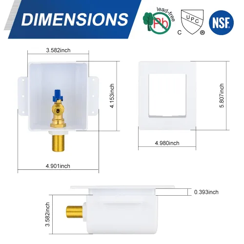 Vista 4 de EFIELD Premium Ice Maker Outlet Box,1/2-Inch Sweat (MIP) Inlet with Installed 1/4-Turn Ball Valve (Mip),(IM032) (Pack of 2)