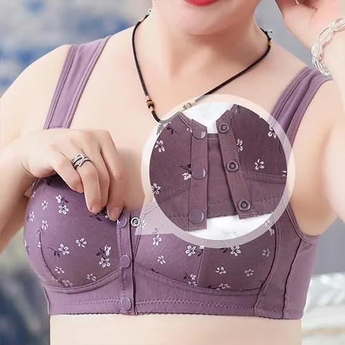 Vista 4 de Sujetadores Daisy para mujeres mayores, cómodos y cómodos sujetadores de algodón con cierre frontal para mujeres mayores sin varilla, brasier