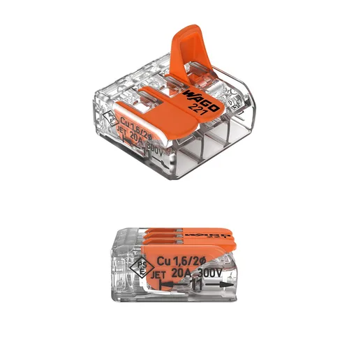 Vista 3 de Wago 221-413 LEVER-NUTS 3 Conductor Compact Connectors 2500 PK