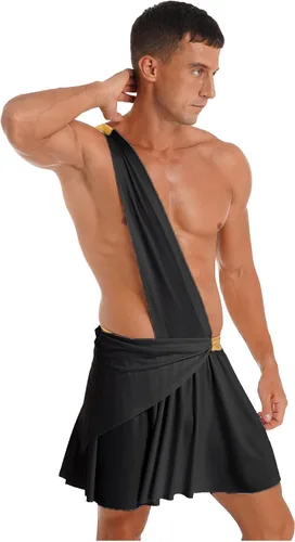 Vista 2 de Agoky Faldas con volantes para hombre, sexy, para fiesta temática de Roma antigua, juego de rol, disfraz de Halloween, carnaval