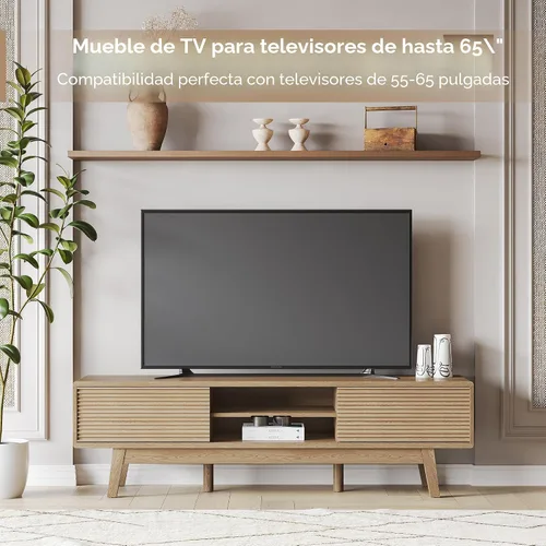 Vista 4 de TOLEAD Consola de TV de 59 pulgadas, consola multimedia moderna de mediados de siglo para TV de 55/60/65 pulgadas, soporte de TV de perfil bajo