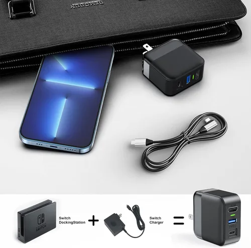 Vista 3 de Adaptador de cargador de muelle para interruptor OLED, cargador de interruptor portátil para modo de TV, base HDMI con cable de 4 pies, interruptor