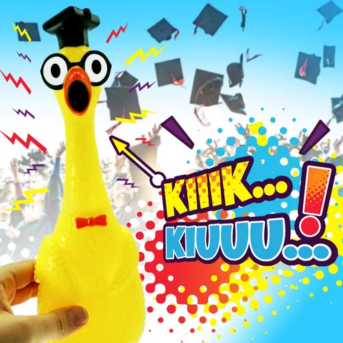 Vista 3 de JA-RU Juguete gigante de pollo gritando (paquete de 1) Juguetes esponjosos de pollo para niños Divertidos regalos de broma y broma Juguete