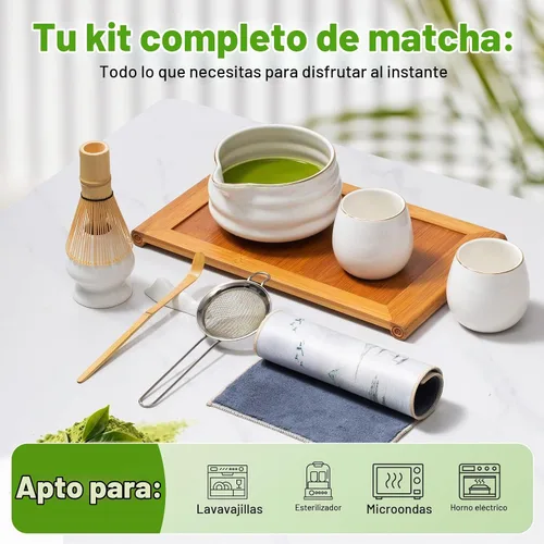 Vista 5 de Kit de matcha ceremonial, persecución de bambú, juego de tazón de té japonés, batidor y tazón de matcha, inicio de ceremonia de té, regalos