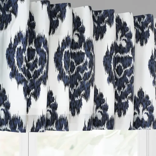 Vista 4 de HPD Half Price Drapes Cenefa de ventana 50 X 19 Algodón Ikat Impreso, PRTW-VLD24A-19, Ikat Azul