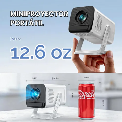 Vista 3 de Proyector portátil con soporte 4K, Bluetooth 5.4 WIFI6, Android 14 Smart Projector 200 ANSI, Android 11, rotación de 180°, proyector de video