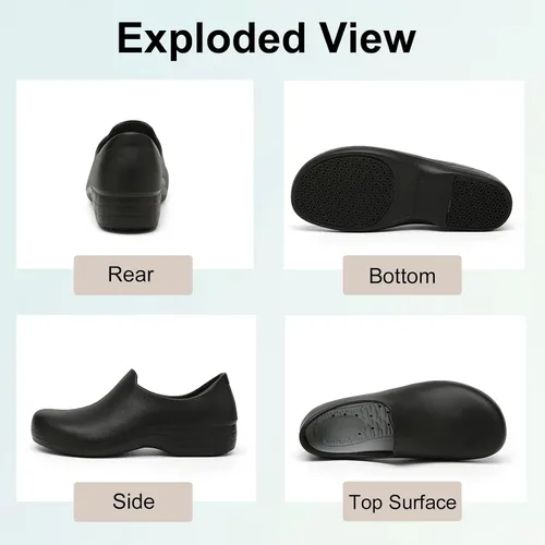 Vista 6 de Haifago Zapatos de chef antideslizantes para mujer zapatos de trabajo para servicio de alimentos para mujer zapatos de trabajo para restaurante