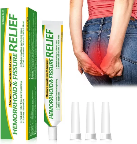Vista 9 de Crema para hemorroides y fisuras, ungüento hemorroidal para picazón de acción rápida, hinchazón y alivio del dolor de máxima fuerza