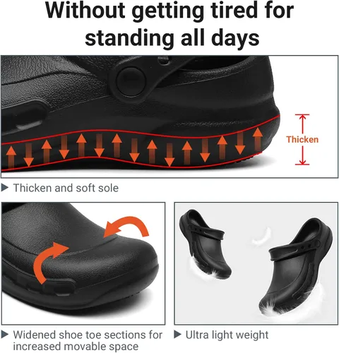 Vista 3 de Zapatos de chef antideslizantes para hombre, zapatos impermeables para trabajo de enfermería para servicio de alimentos, restaurante, cocina