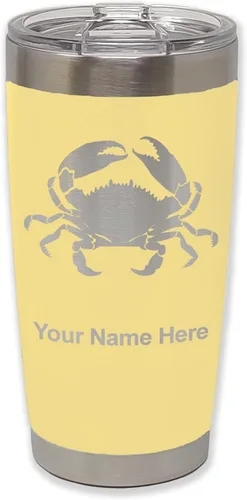 Vista 13 de LaserGram Vaso aislado al vacío de 20 onzas, cangrejo, grabado personalizado incluido (camuflaje verde)
