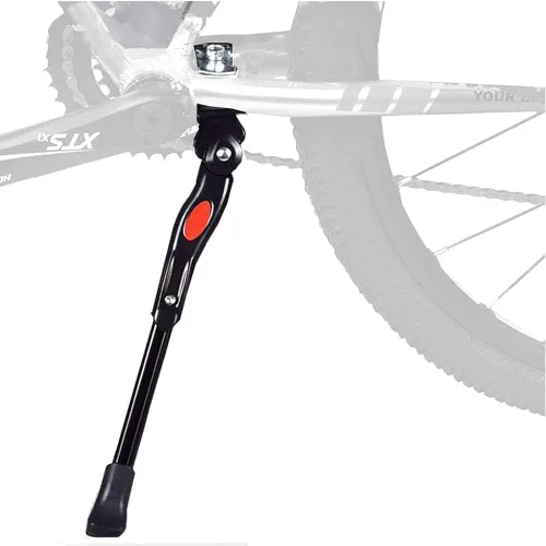 Vista 9 de Mesee Soporte de bicicleta de aleación de aluminio ajustable, soporte lateral para bicicleta, ajuste de 24 pulgadas, 26 pulgadas, neumático