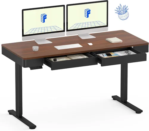 Vista 12 de FLEXISPOT Q8 - Escritorio de pie de bambú de 55" con motor dual, estación de trabajo de computadora eléctrica de altura ajustable en 3 etapas
