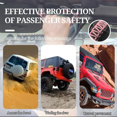Vista 6 de Accesorios para Jeep Wrangler, barra antivuelco, mango de agarre con moldura para manija compatible con Jeep Wrangler YJ TJ JK JKU JL JLU 1955-2023