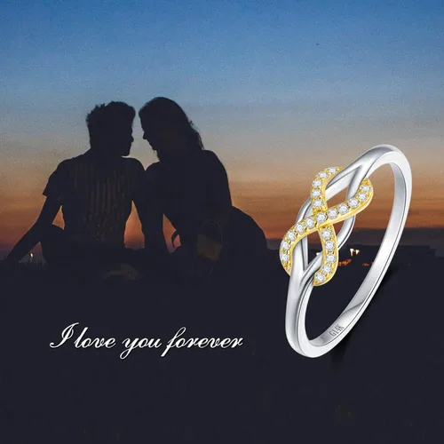 Vista 5 de SISGEM Infinity Love Band Anillo de oro macizo de 14 K con símbolo de nudo de amor celta de oro natural, anillo de compromiso para mujeres y niñas
