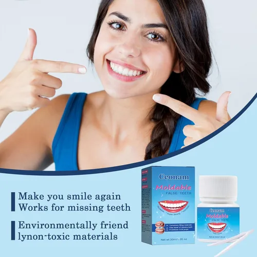 Vista 3 de Kit de reparación de dientes de 1.0 fl oz, kit de reemplazo de dientes temporales – Perlas moldeables de ajuste térmico para rellenar dientes