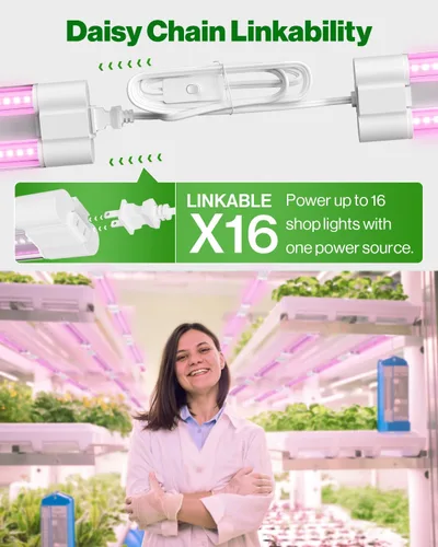 Vista 4 de Sunco - Luz LED de crecimiento de 1 pie, 10 W, espectro completo, para inicio de semillas, plántulas, plantas de interior, enchufe suspendido