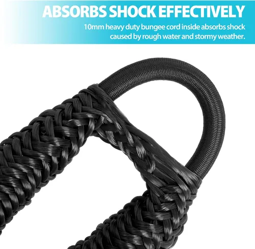 Vista 8 de Obcursco Líneas de muelle elásticas para barco, cuerda de amarre con clips de acero inoxidable 316, accesorios para moto acuática, PWC, SeaDoo