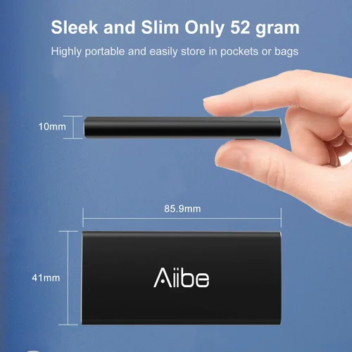 Vista 5 de Aiibe Disco Duro Externo SSD 256GB Disco Duro Externo USB C SSD Portátil, Hasta 500MB/s, USB 3.1, Disco Duro de Estado Sólido Externo 256GB