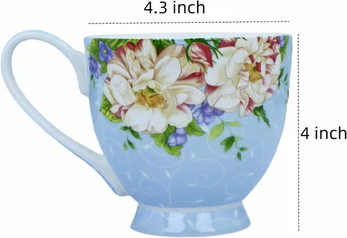 Vista 2 de Tazas de café de porcelana de hueso de 16oz para mujeres Tazas Flora Tazas de café y té Novedades Tazas de café para regalar a mujeres, mamá, amigas
