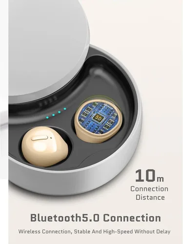 Vista 4 de Yoidesu Mini auriculares invisibles Bluetooth, cancelación de ruido de larga duración, micro pequeños auriculares ocultos, auriculares Bluetooth