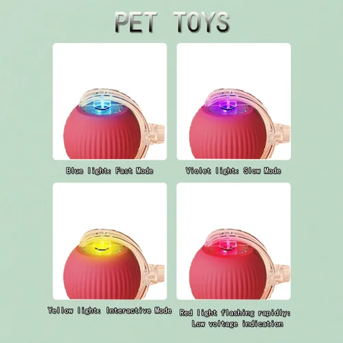 Vista 5 de Juego de juguetes interactivos para gatos, bola inteligente de persecución de 3 modos con puntero de luz roja de 5 LED, carga rápida USB