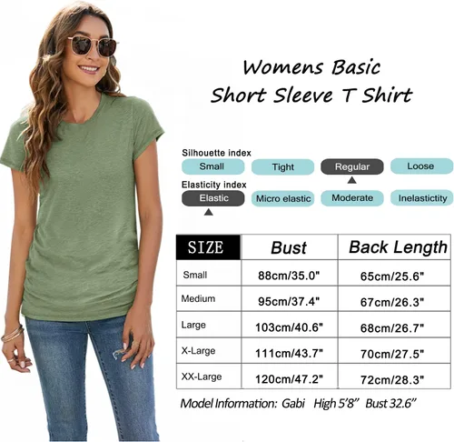 Vista 6 de Sherosa Camisetas básicas de manga corta con cuello redondo para mujer