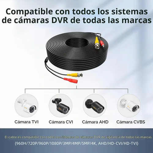 Vista 2 de ABLEGRID® Paquete de 4 cables de alimentación de video bnc de 100 pies para cámara de seguridad para sistema de vigilancia CCTV DVR