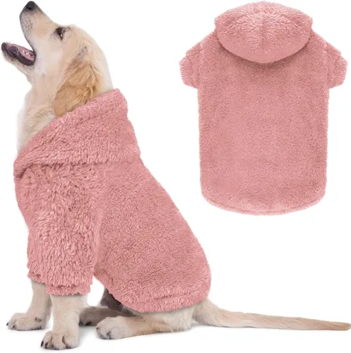Vista 7 de Suéteres de vellón y sherpa para perros pequeños, mullidos, suaves, de doble cara, afelpados, con capucha, negro, XS