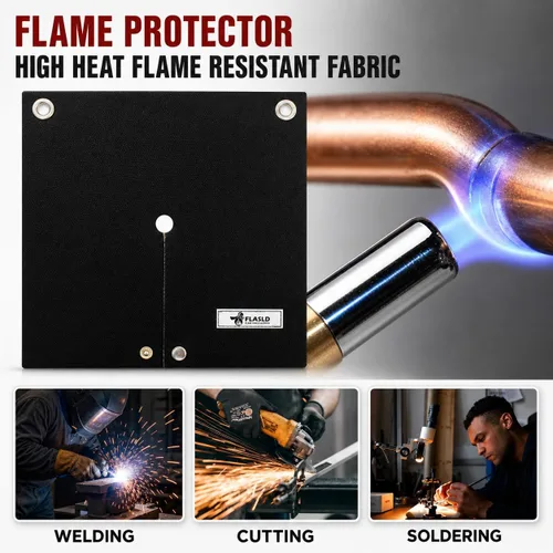Vista 4 de FLASLD Manta de Soldadura y Escudo Térmico para Soldar Tubería de Cobre, Almohadilla Protectora contra Llamas de 12''x12'' para Fontanería con 1