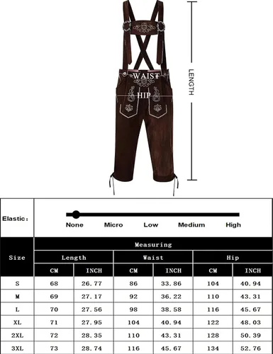 Vista 6 de GloryStar Lederhosen - Pantalones de cuero para hombre alemán bávaro para el Oktoberfest