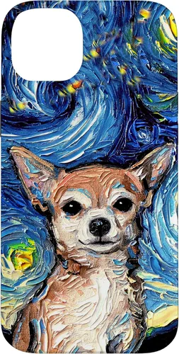 Vista 15 de Aja - Funda para iPhone 17, diseño de perro de noche estrellada, color marrón