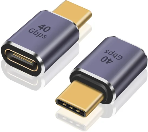 Vista 8 de Poyiccot Adaptador USB C de Ángulo Recto PD 240W para Thunderbolt 4/3, Extensión USB C Macho a Hembra de 90 Grados en Ángulo Recto USB 4.0 Conector