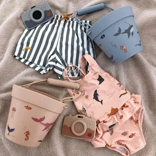 Vista 3 de LDIOIF Girls Rash Guard Swimsuit One Piece Long Sleeve Striped Toddler Girl Full Cover Ruffle Bathing Suit with UPF 50+