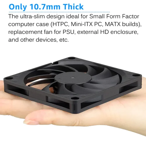 Vista 2 de GDSTIME Ultra delgado 3.150 in x 3.150 in x 0.394 in 12V PC sin escobillas DC ventilador de enfriamiento 2pin para impresora 3D fuente