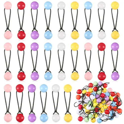 Vista 7 de Jutom - Juego de 24 lazos de burbujas para el cabello para niñas, cuentas dobles, blanco y negro 20mm Elastic Ponytail Holders, 80s 90s Retro