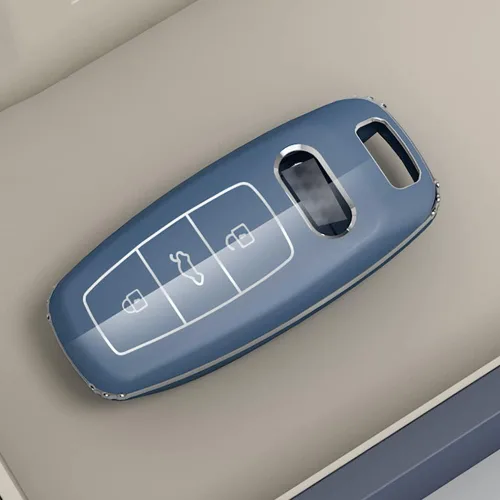 Vista 5 de ontto Funda para llave compatible con Audi 2018-2022 A6 A7 A8 E-Tron Q8 SQ8 Smart Remote Key Fob Cover Light y Glossy Scratchatched Black