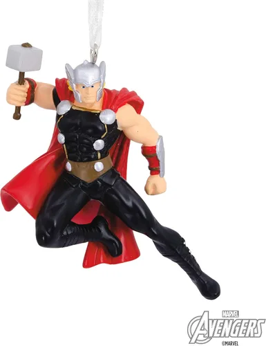 Vista 6 de Hallmark Marvel Thor con adorno de Navidad Mjolnir, 2.77 x 3.3 x 1.85 pulgadas