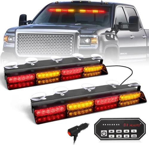 Vista 19 de HLauto Luces Estroboscópicas de Emergencia para Tablero 604N: 2x16.8 pulgadas Luz de Seguridad Ámbar Blanca con Take Down, Barra de Luz
