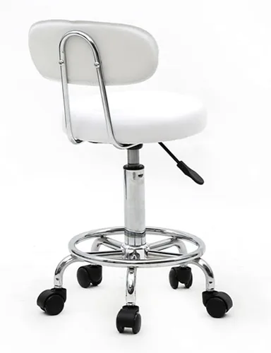 Vista 7 de Silla de salón con ruedas, silla ajustable con tecnología de pestañas con respaldo, asiento giratorio de masaje con ruedas, taburetes hidráulicos