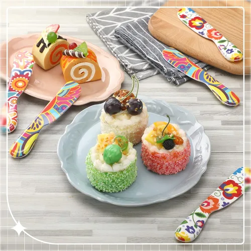 Vista 3 de Eaasty 6 Piezas Esparcidor de Mantequilla Esparcidor de Queso de 6 Pulgadas Cuchillo de Mantequilla de Plástico Colorido Regalos de Cocina