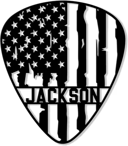Vista 5 de Letrero de metal personalizado para guitarra, decoración de pared con nombre personalizado para porche, patio, valla, estudio o dormitorio, regalo