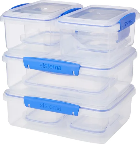 Vista 15 de Sistema KLIP IT Rectangular Collection Recipiente de almacenamiento de alimentos, 33.8 onzas/1.0 L, transparente/azul, 3