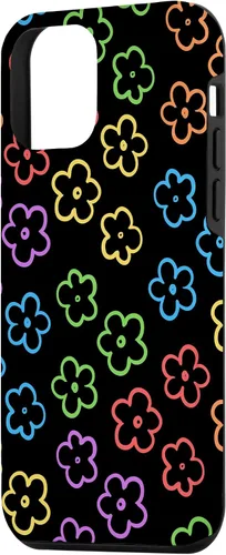 Vista 2 de Funda para iPhone 12 Mini con diseño de flores silvestres colorida y floral negra