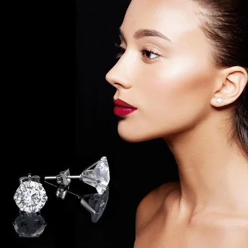 Vista 4 de Stud Earrings Set LUCKYPADS 12 Pairs Stud Earrings for Women Hypoallergenic Stainless Steel Stud Earrings Pack Men Earrings Stud with Cubic Zirconia